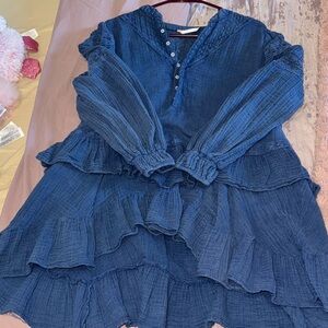 Free People Blue Ruffled Dress